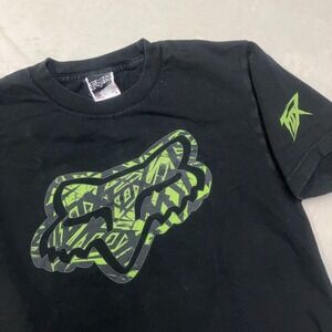 Y2K Fox Racing T-Shirt Men's Small Black Bold Graphic‎ Logo Skater Mall Goth
